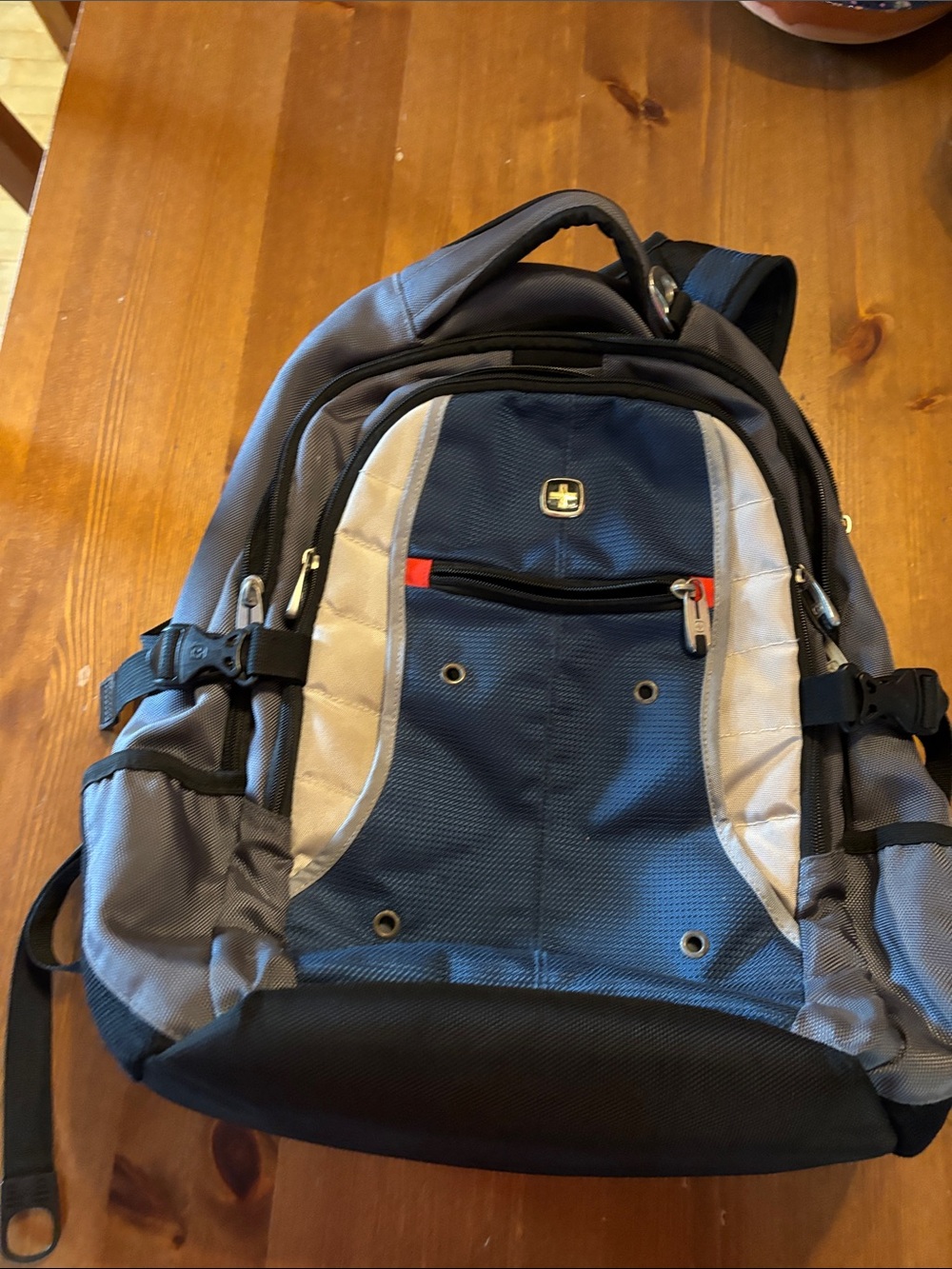 Durable Navy and Gray Men's Backpack - Versatile Travel & Work Bag